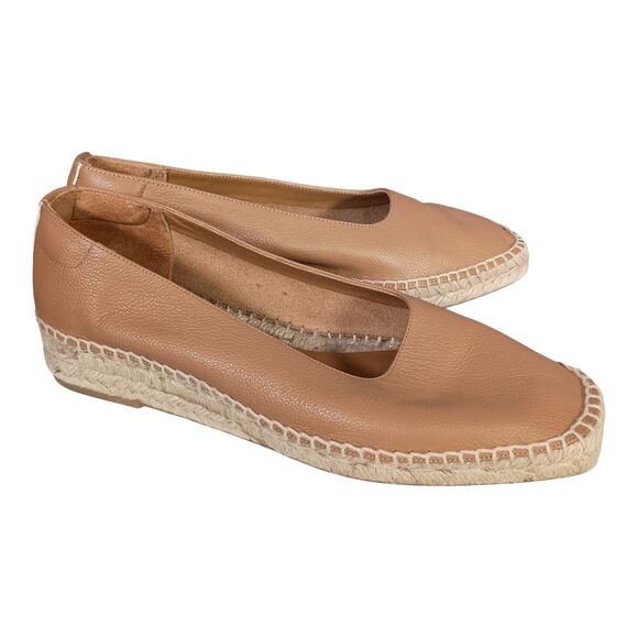 Everlane The Espadrille Flats Leather Square Toe Slip Ons Tan Women's 8 - Picture 1 of 10